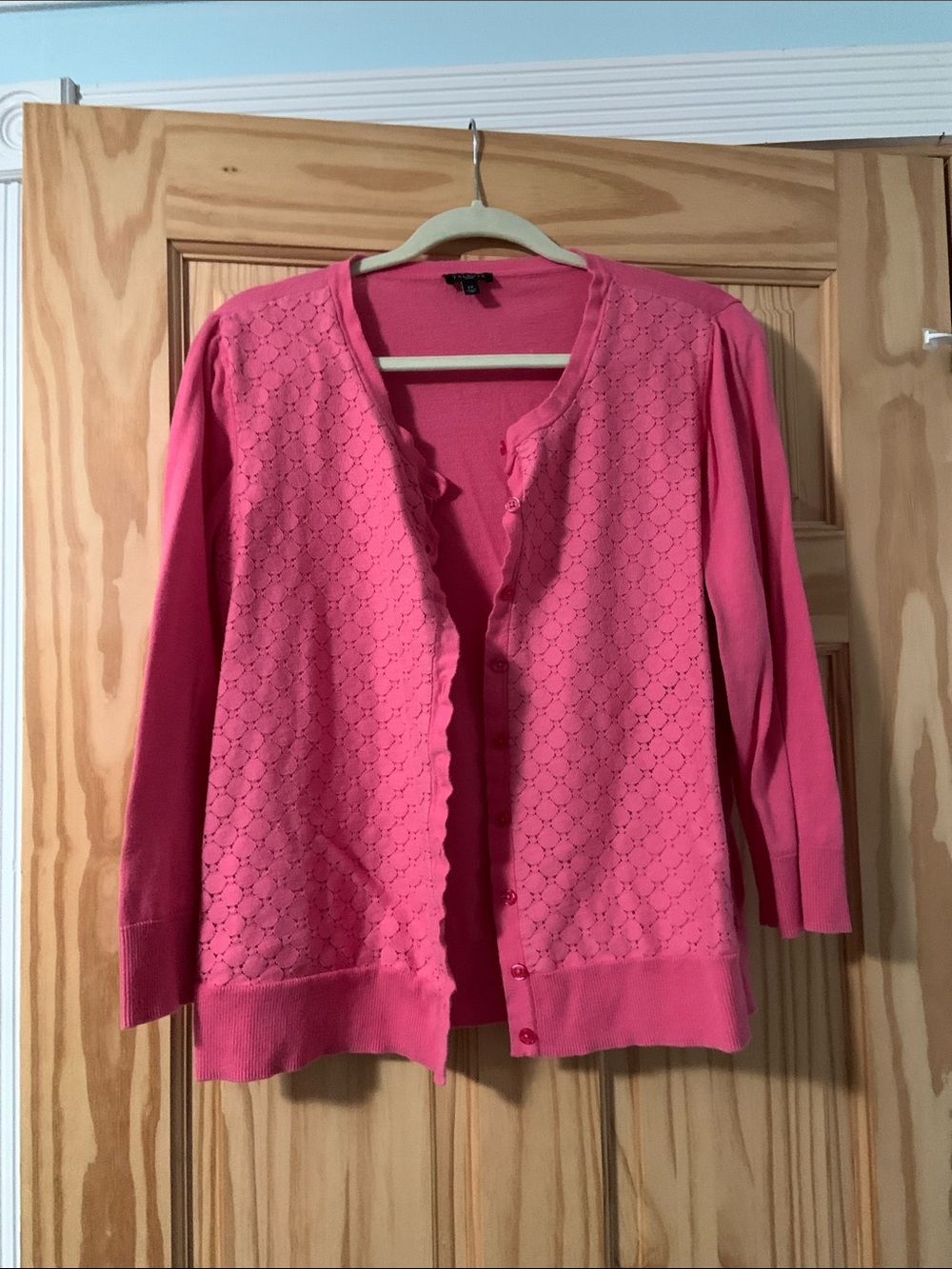 Pink Cardigan with Overlay Pattern on Front size 2X